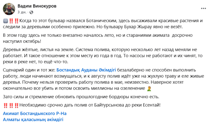 Город мёртвых деревьев: как в Алматы закапывают бюджет на озеленение