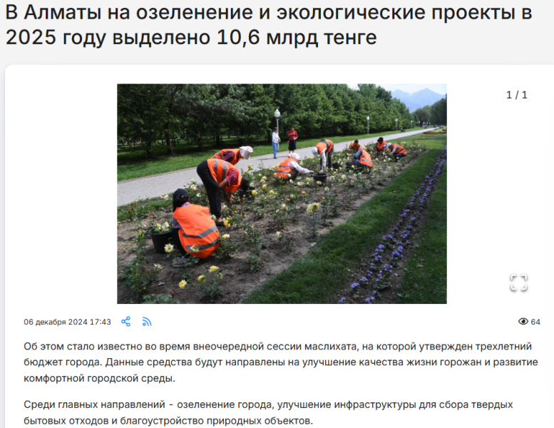 Город мёртвых деревьев: как в Алматы закапывают бюджет на озеленение