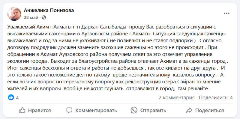 Город мёртвых деревьев: как в Алматы закапывают бюджет на озеленение