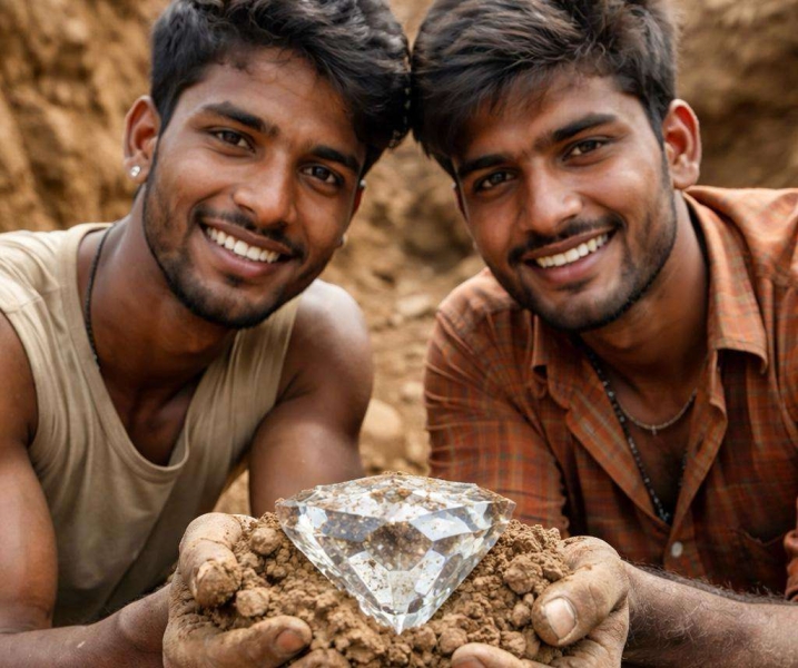 В Индии двое друзей из бедных семей нашли крупный алмаз